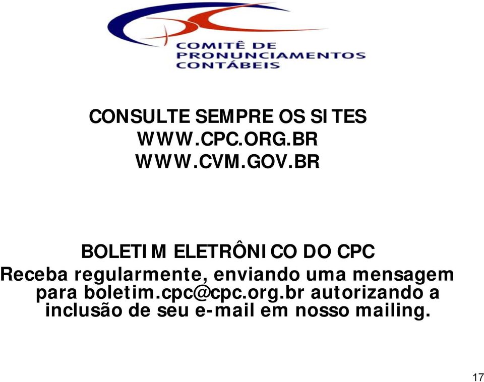 enviando uma mensagem para boletim.cpc@cpc.org.