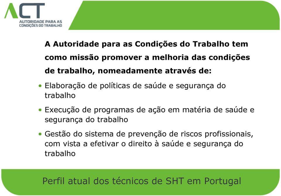 Execução de programas de ação em matéria de saúde e segurança do trabalho Gestão do sistema de