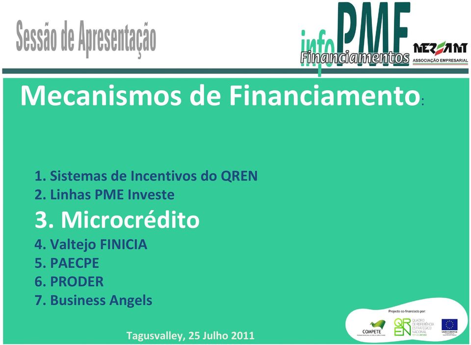 Linhas PME Investe 3. Microcrédito 4.