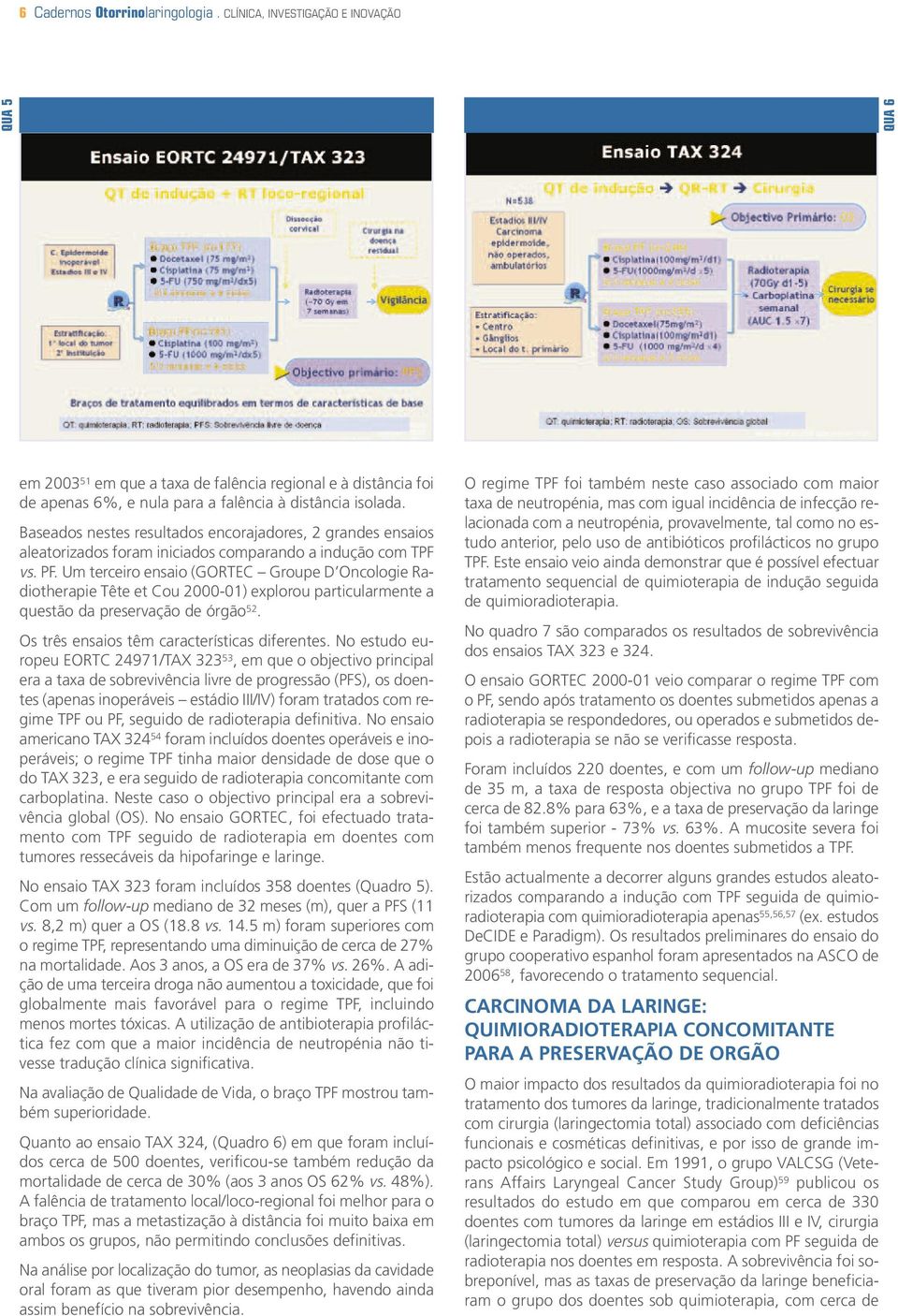 Um terceiro ensaio (GORTEC Groupe D Oncologie Radiotherapie Tête et Cou 2000-01) explorou particularmente a questão da preservação de órgão 52. Os três ensaios têm características diferentes.