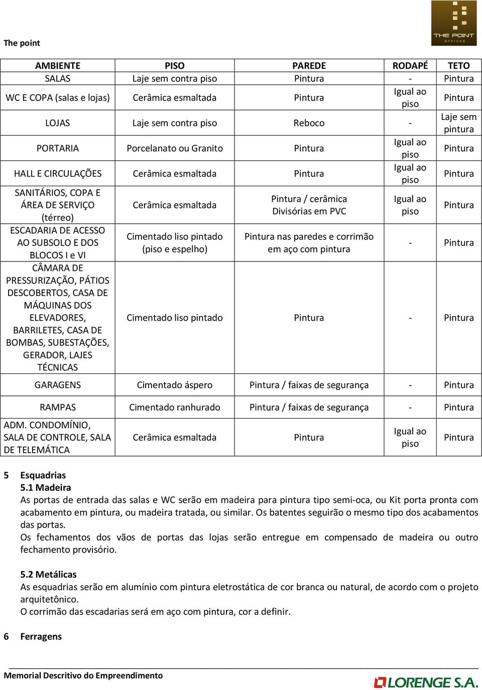 PÁTIOS DESCOBERTOS, CASA DE MÁQUINAS DOS ELEVADORES, BARRILETES, CASA DE BOMBAS, SUBESTAÇÕES, GERADOR, LAJES TÉCNICAS 5 Esquadrias 5.