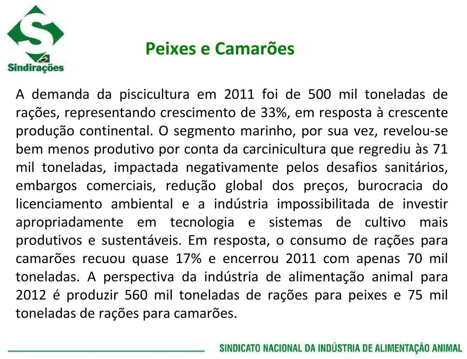 redução global dos preços, burocracia do licenciamento ambiental e a indústria impossibilitada de investir apropriadamente em tecnologia e sistemas de cultivo mais produtivos e sustentáveis.