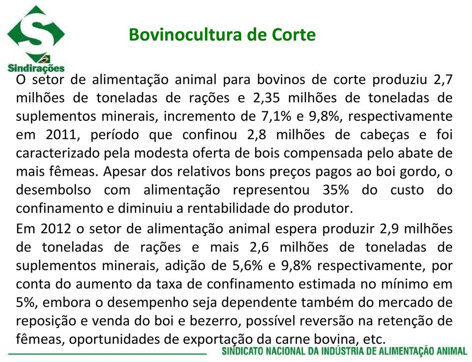 Apesar dos relativos bons preços pagos ao boi gordo, o desembolso com alimentação representou 35% do custo do confinamento e diminuiu a rentabilidade do produtor.