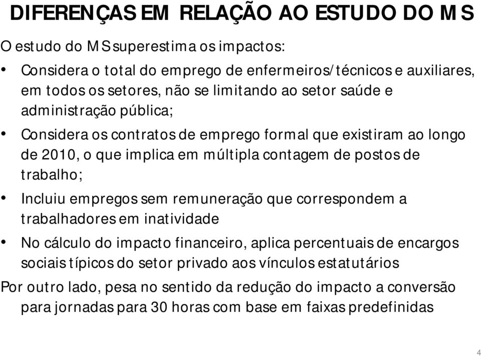 de trabalho; Incluiu empregos sem remuneração que correspondem a trabalhadores em inatividade No cálculo do impacto financeiro, aplica percentuais de encargos sociais