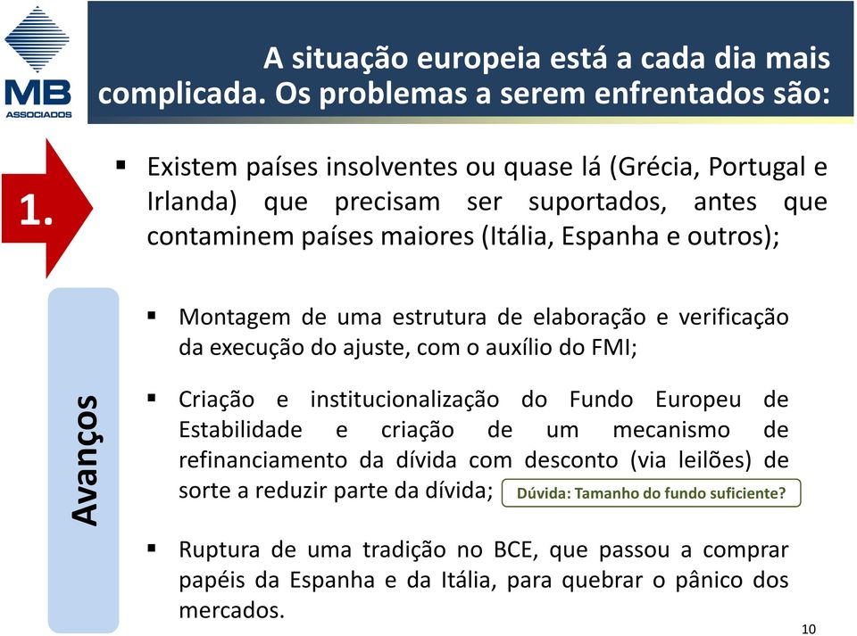 Montagem de uma estrutura de elaboração e verificação daexecuçãodoajuste,comoauxíliodofmi; Criação e institucionalização do Fundo Europeu de Estabilidade e criação de um