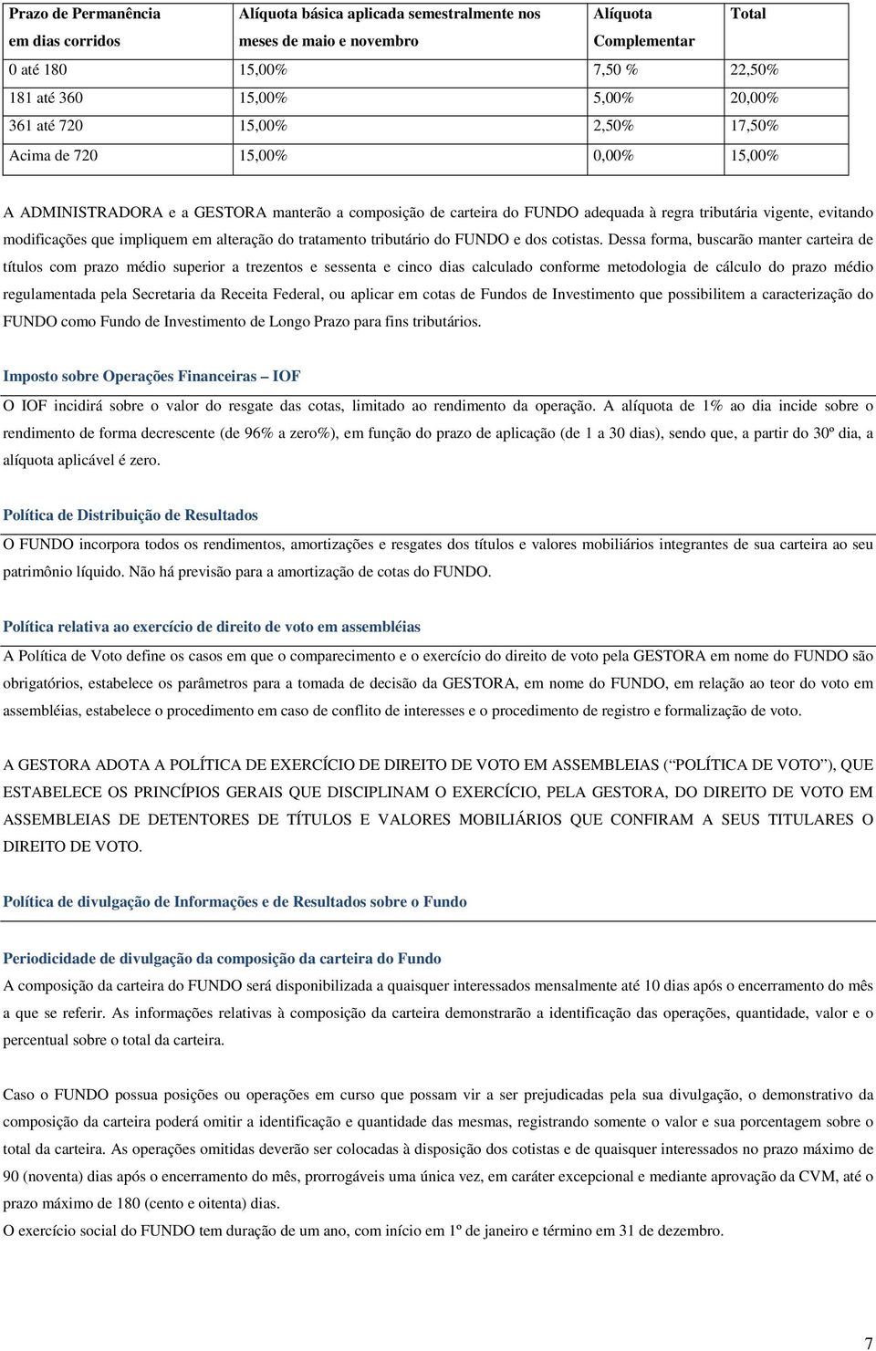 impliquem em alteração do tratamento tributário do FUNDO e dos cotistas.