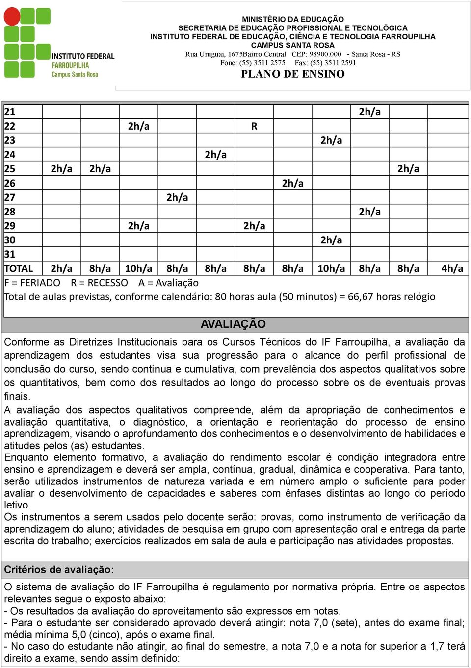 avaliação da aprendizagem dos estudantes visa sua progressão para o alcance do perfil profissional de conclusão do curso, sendo contínua e cumulativa, com prevalência dos aspectos qualitativos sobre