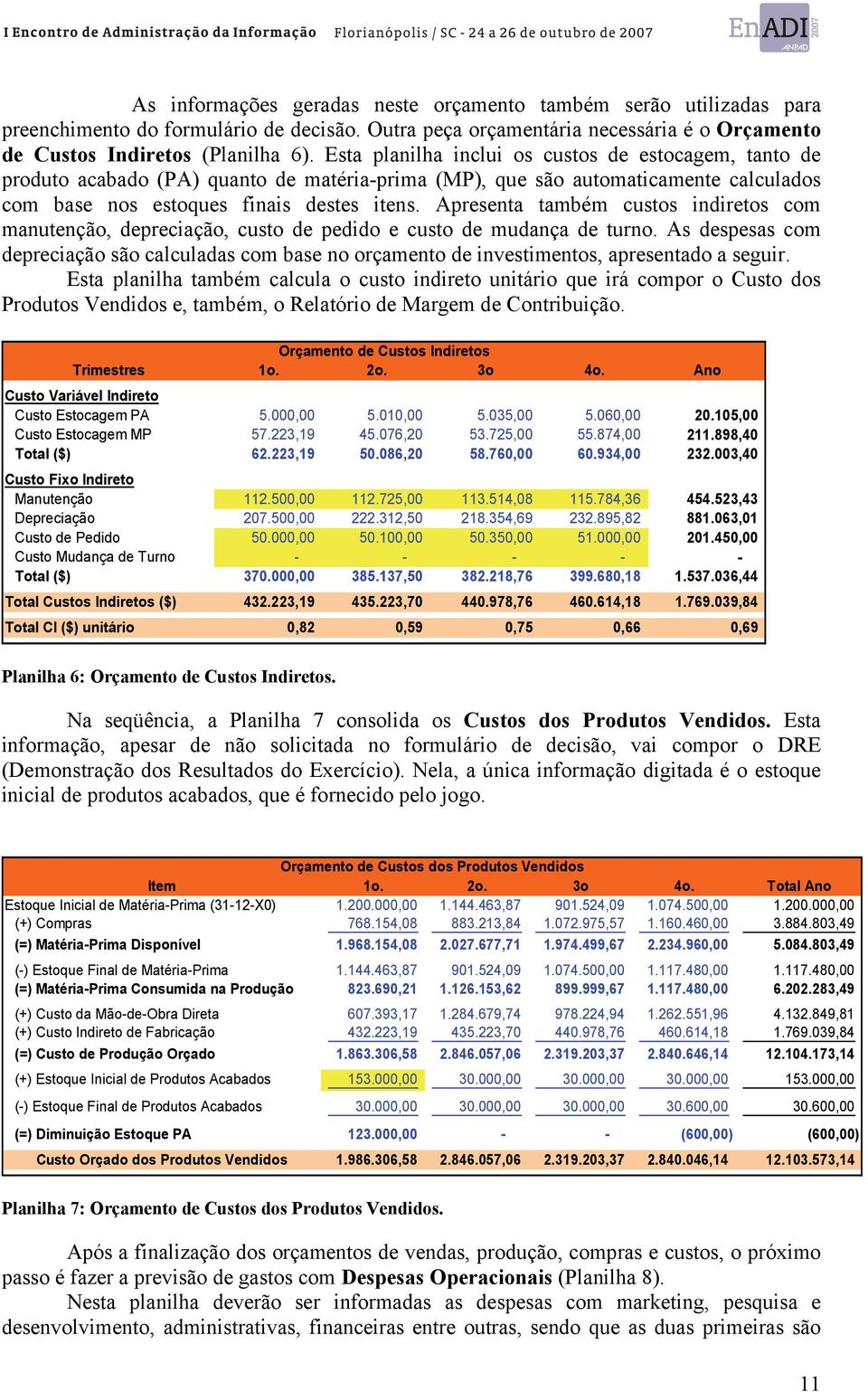 Apresenta também custos indiretos com manutenção, depreciação, custo de pedido e custo de mudança de turno.