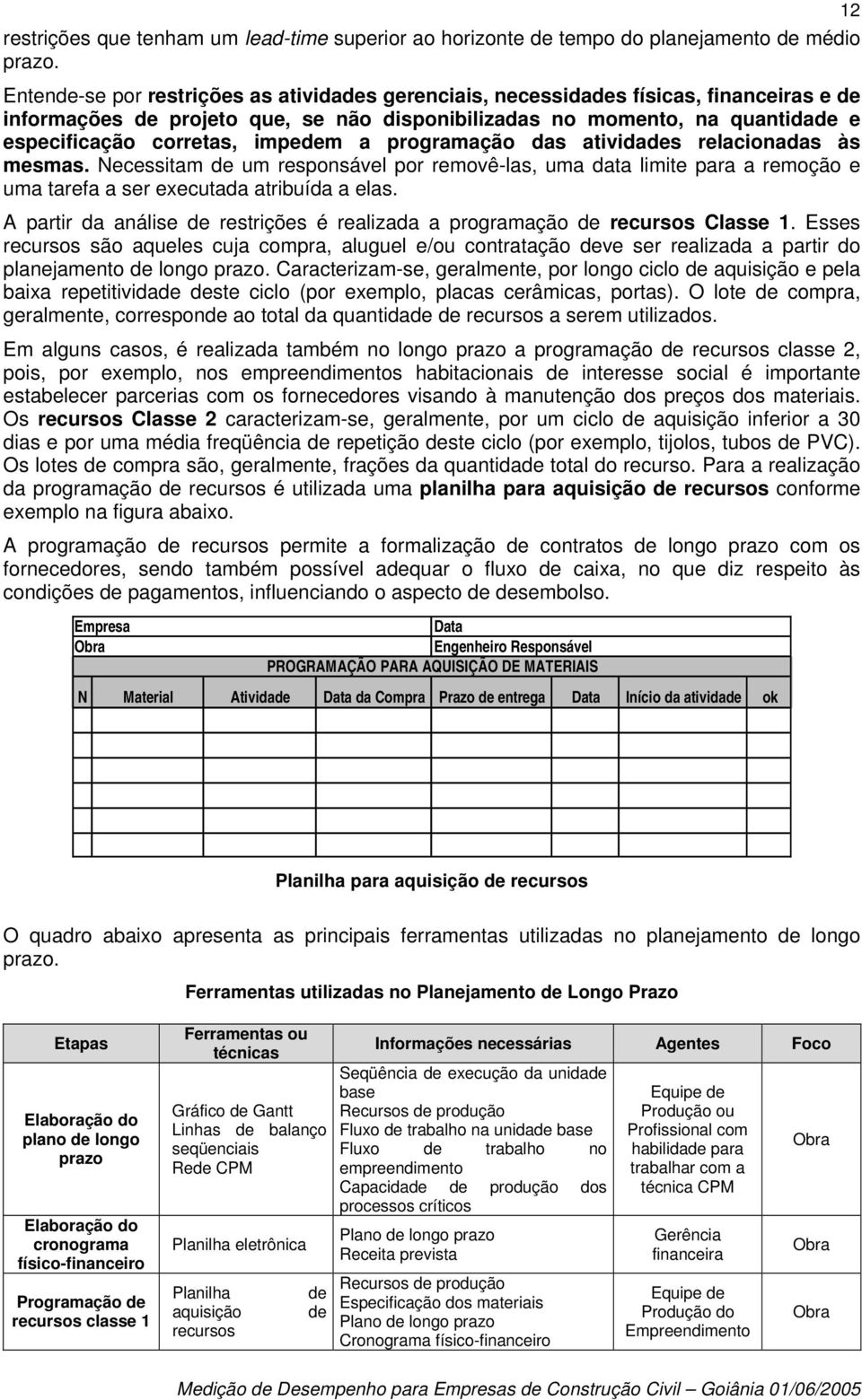 impedem a programação das atividades relacionadas às mesmas. Necessitam de um responsável por removê-las, uma data limite para a remoção e uma tarefa a ser executada atribuída a elas.