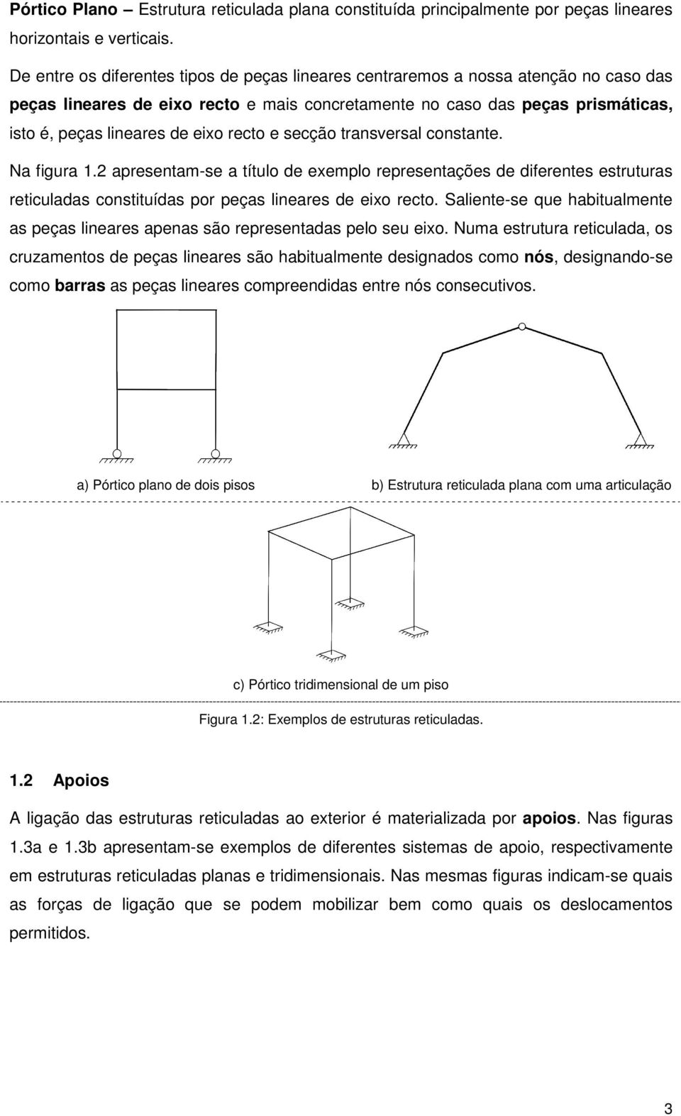 secção transversal constante. Na fgura 1.2 apresentam-se a título de exemplo representações de dferentes estruturas retculadas consttuídas por peças lneares de exo recto.