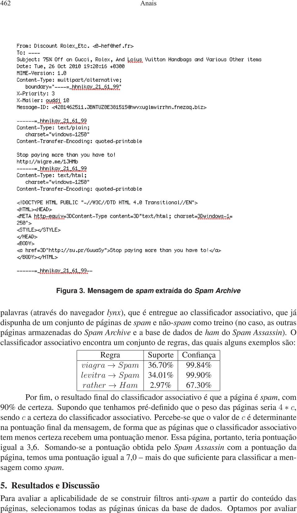 (no caso, as outras páginas armazenadas do Spam Archive e a base de dados de ham do Spam Assassin).