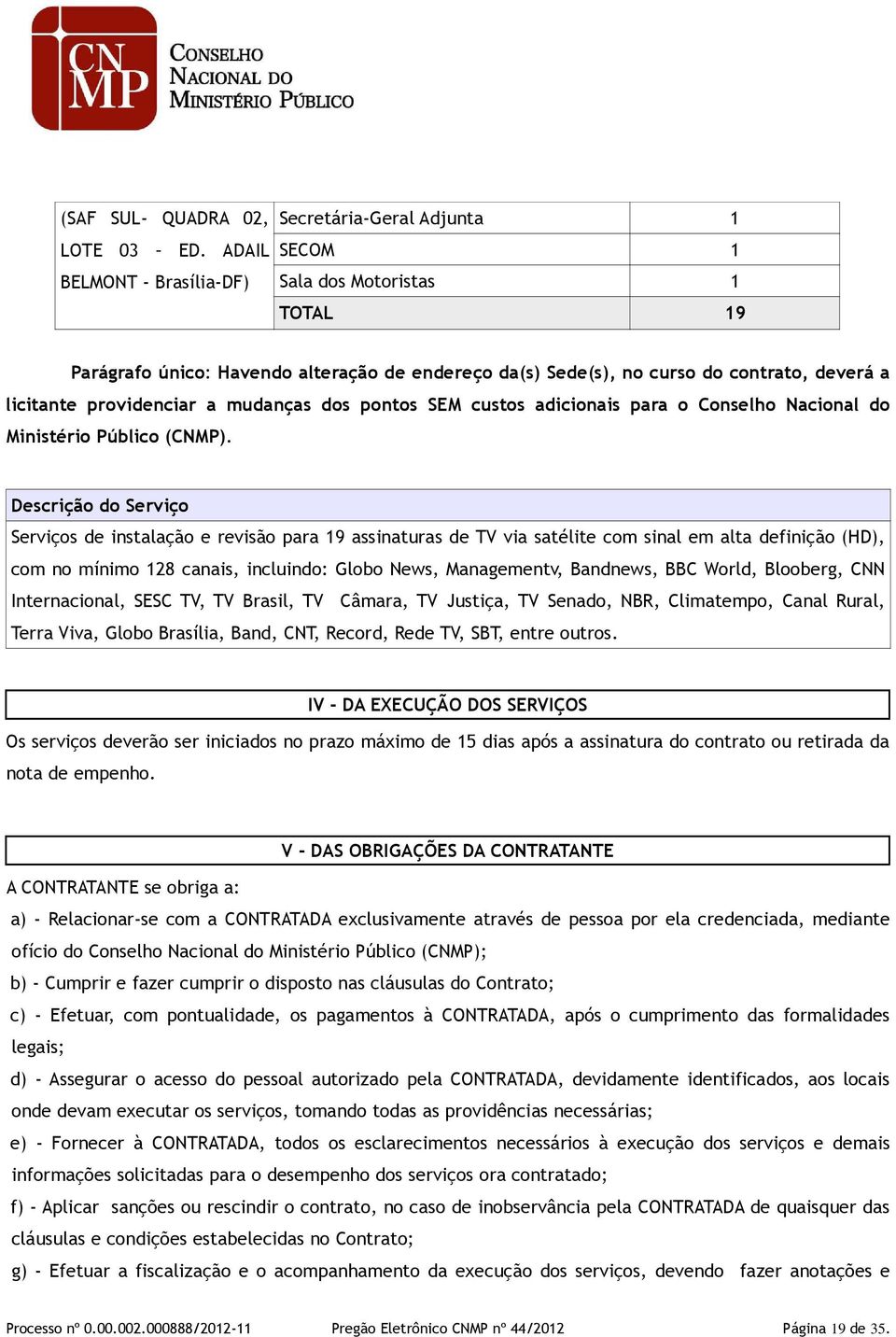 pontos SEM custos adicionais para o Conselho Nacional do Ministério Público (CNMP).