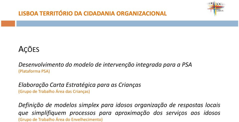 Trabalho Área das Crianças) Definição de modelos simplex para idosos organização de respostas