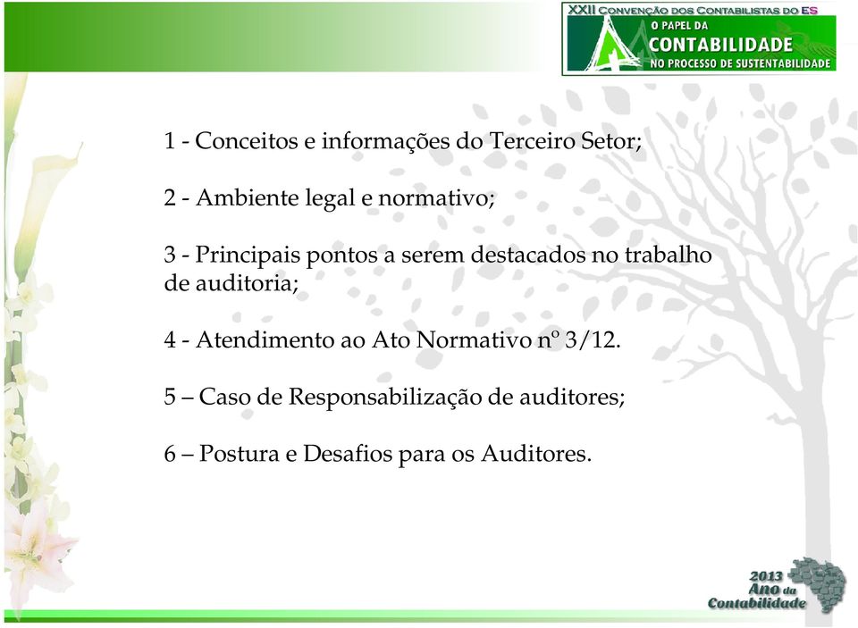 auditoria; 4 - Atendimento ao Ato Normativo nº 3/12.