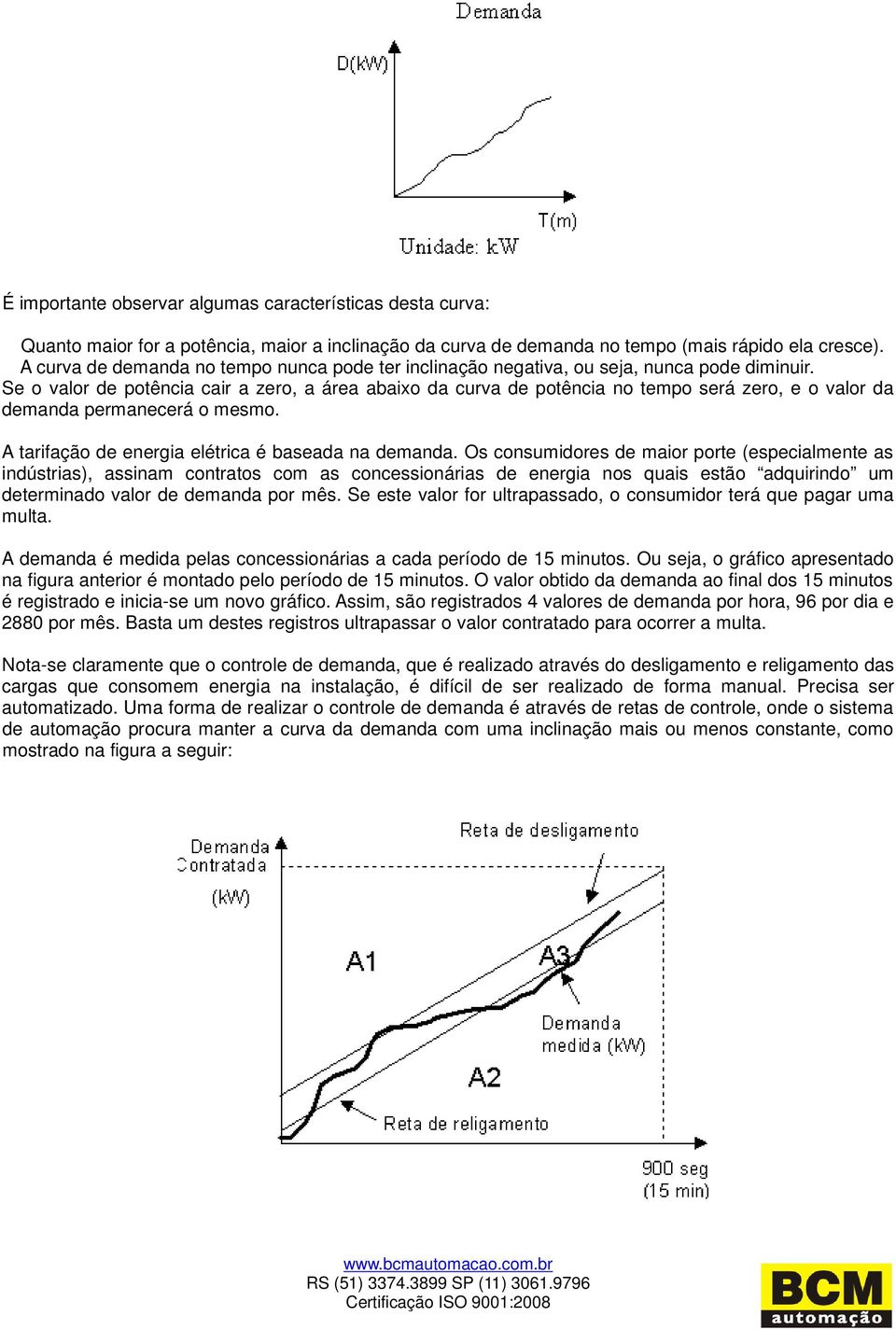 Se o valor de potência cair a zero, a área abaixo da curva de potência no tempo será zero, e o valor da demanda permanecerá o mesmo. A tarifação de energia elétrica é baseada na demanda.