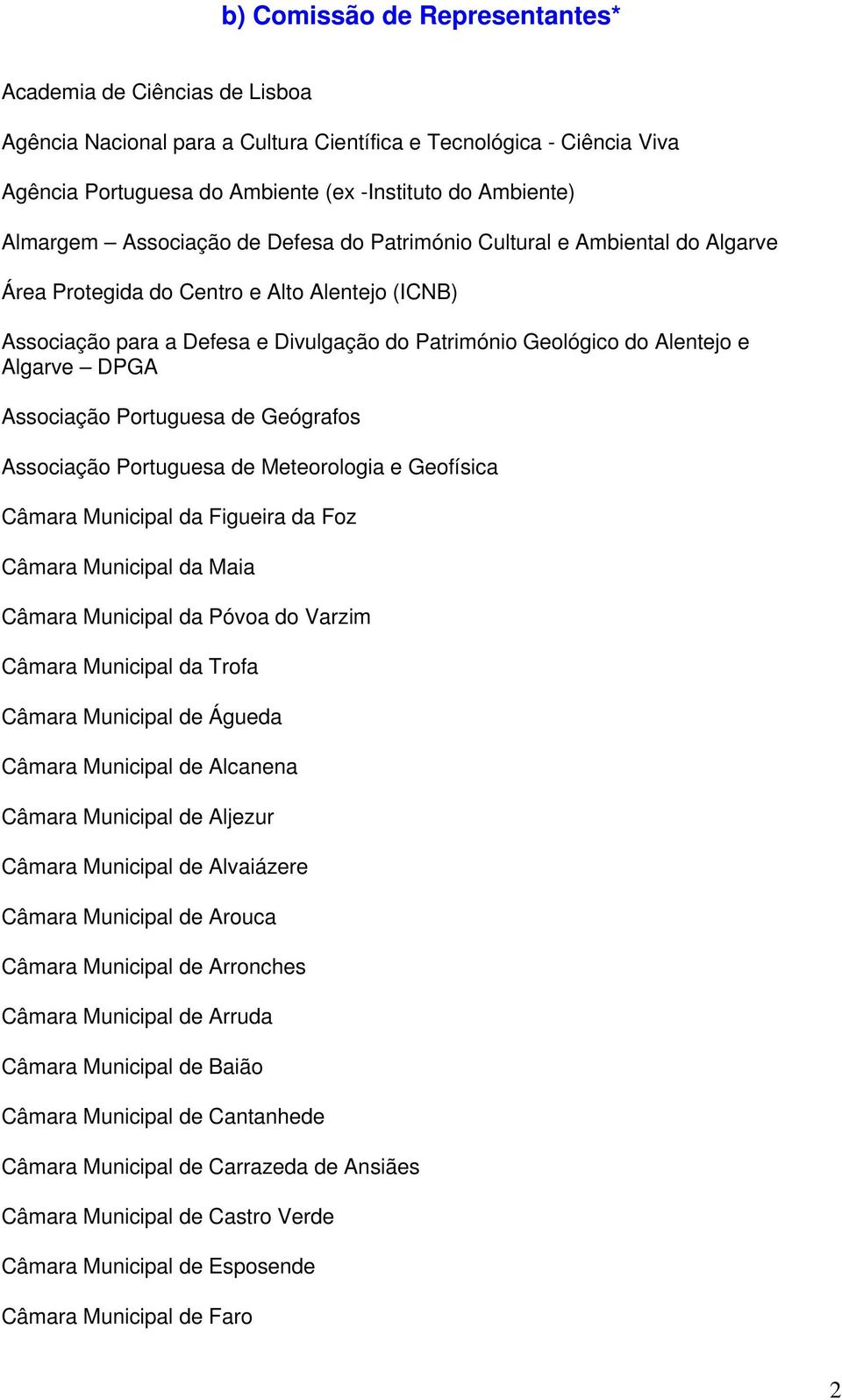 Algarve DPGA Associação Portuguesa de Geógrafos Associação Portuguesa de Meteorologia e Geofísica Câmara Municipal da Figueira da Foz Câmara Municipal da Maia Câmara Municipal da Póvoa do Varzim