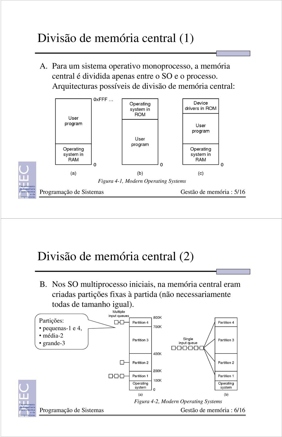 Divisão de memória central (2) B.