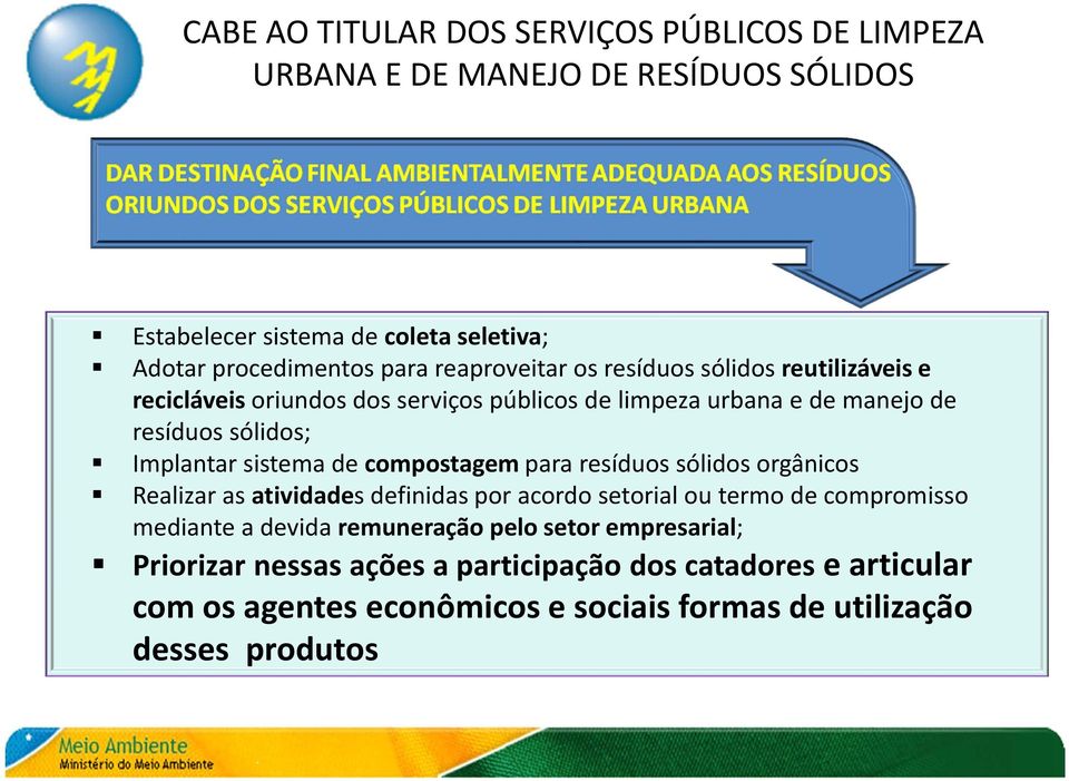 sistema de compostagem para resíduos sólidos orgânicos Realizar as atividades definidas por acordo setorial ou termo de compromisso mediante a devida