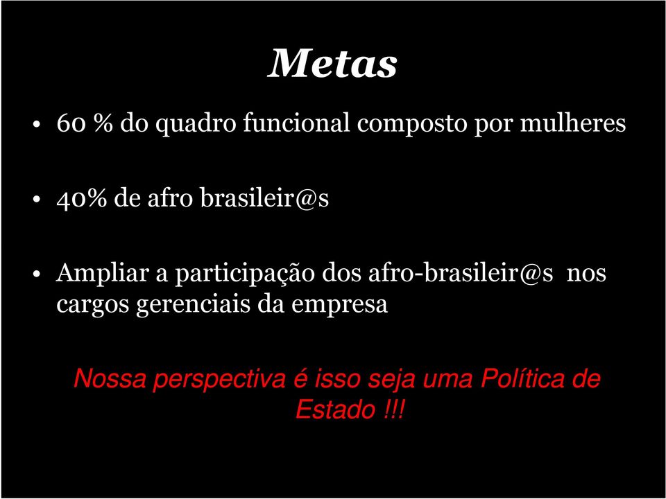 afro-brasileir@s nos cargos gerenciais da empresa