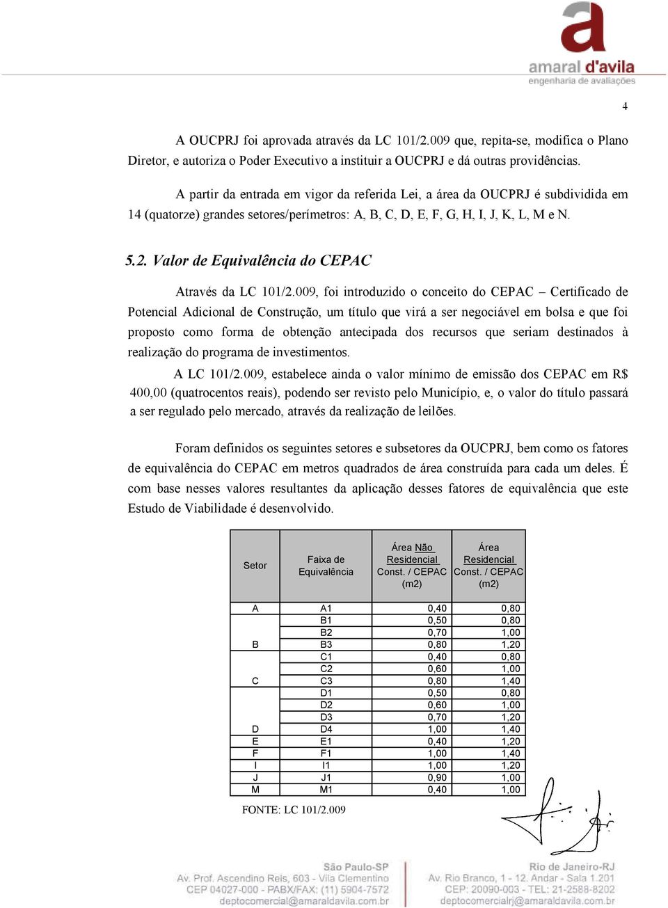Valor de Equivalência do CEPAC Através da LC 101/2.