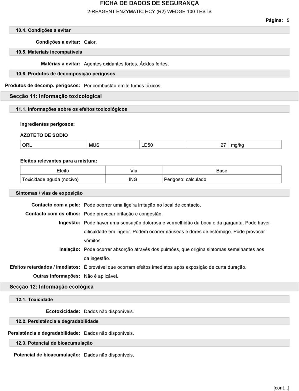 : Informação toxicological 11