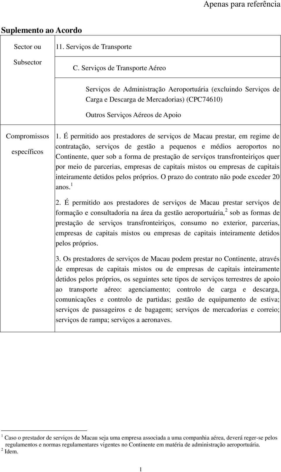 transfronteiriços quer por meio de parcerias, empresas de capitais mistos ou empresas de capitais inteiramente detidos pelos próprios. O prazo do contrato não pode exceder 20 anos. 1 2.