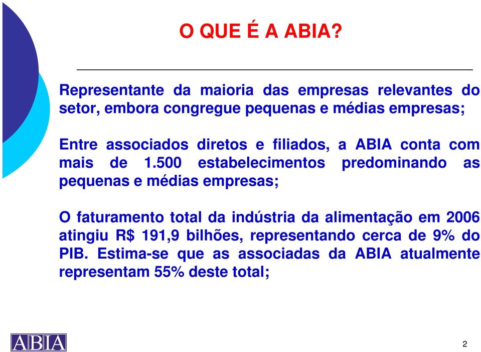 associados diretos e filiados, a ABIA conta com mais de 1.