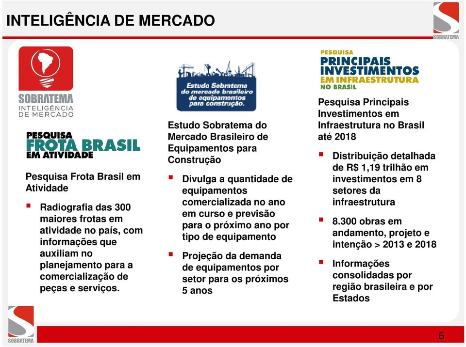 Estudo Sobratema do Mercado Brasileiro de Equipamentos para Construção Divulga a quantidade de equipamentos comercializada no ano em curso e previsão para o próximo ano por tipo de