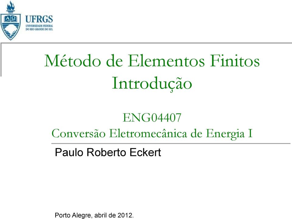 Eletromecânica de Energia I Paulo