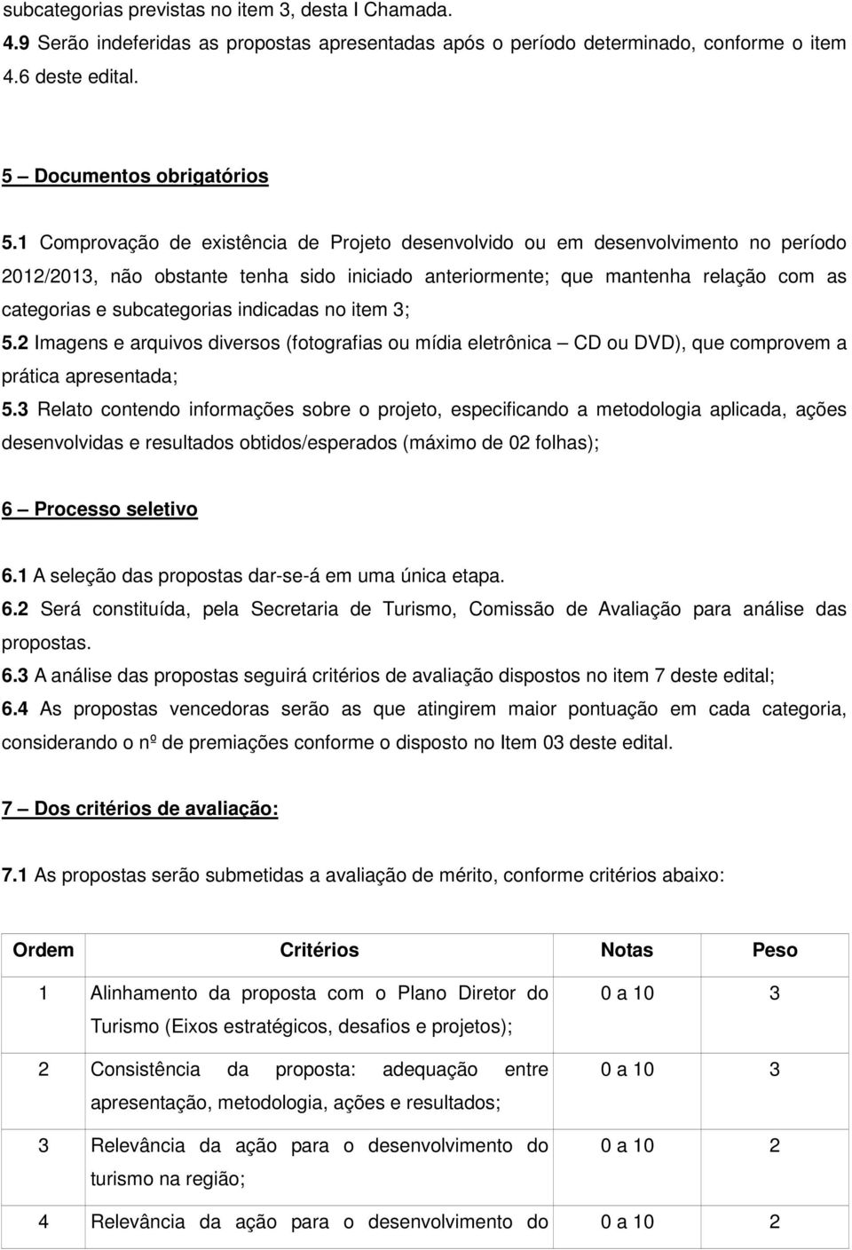 indicadas no item 3; 5.2 Imagens e arquivos diversos (fotografias ou mídia eletrônica CD ou DVD), que comprovem a prática apresentada; 5.