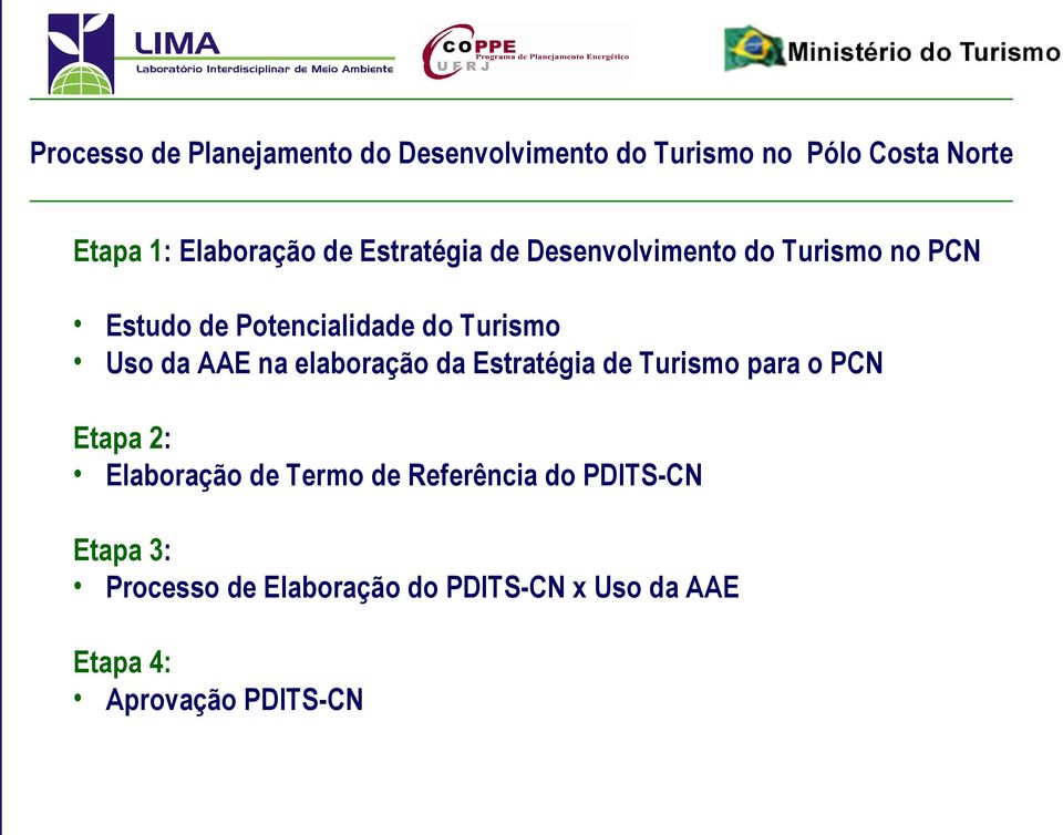 AAE na elaboração da Estratégia de Turismo para o PCN Etapa 2: Elaboração de Termo de