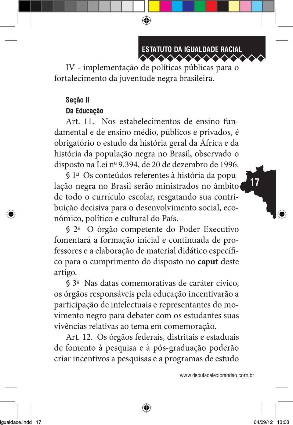 na Lei n o 9.394, de 20 de dezembro de 1996.