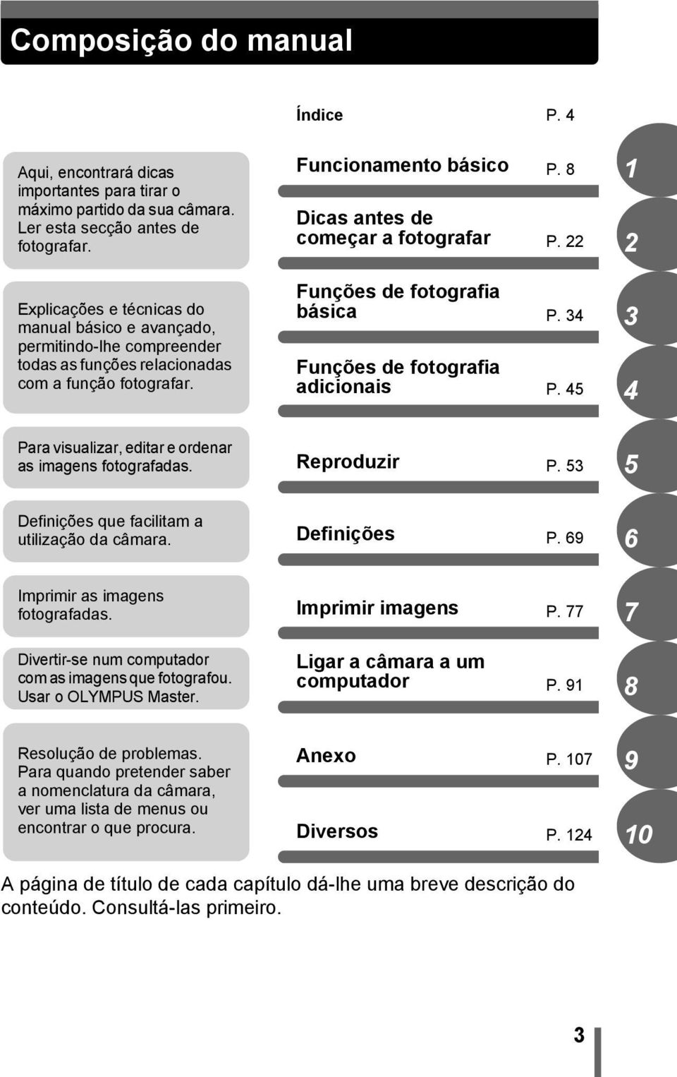 22 1 2 Explicações e técnicas do manual básico e avançado, permitindo-lhe compreender todas as funções relacionadas com a função fotografar.