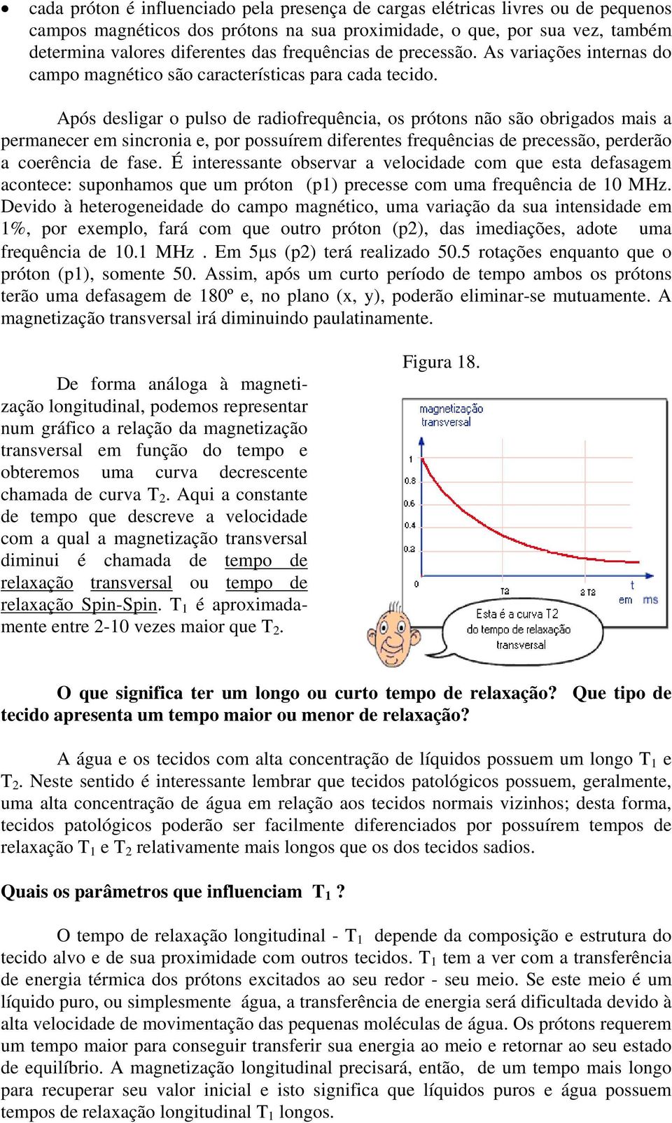 Após desligar o pulso de radiofrequência, os prótons não são obrigados mais a permanecer em sincronia e, por possuírem diferentes frequências de precessão, perderão a coerência de fase.