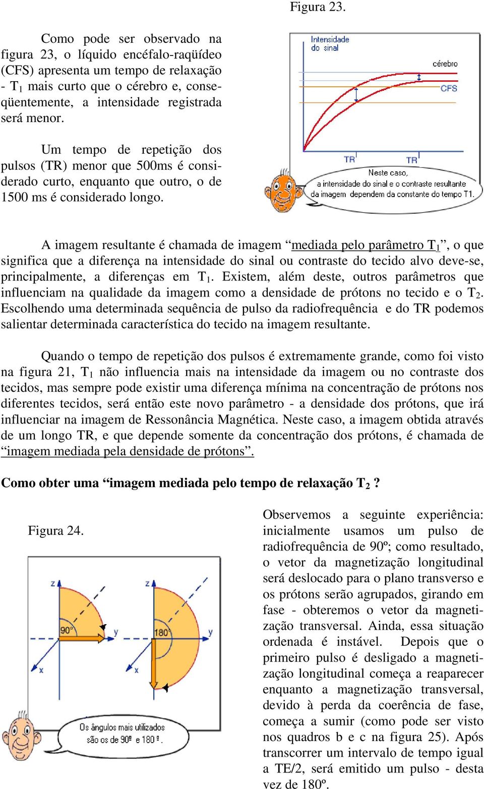 Um tempo de repetição dos pulsos (TR) menor que 500ms é considerado curto, enquanto que outro, o de 1500 ms é considerado longo.