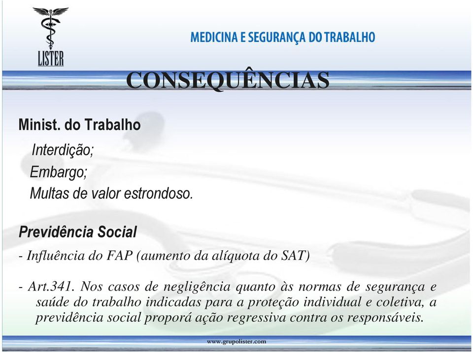 Previdência Social - Influência do FAP (aumento da alíquota do SAT) - Art.341.