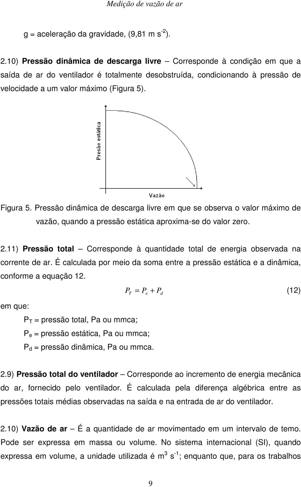 Pressão inâmica e escarga livre em que se observa o valor máximo e vazão, quano a pressão estática aproxima-se o valor zero.