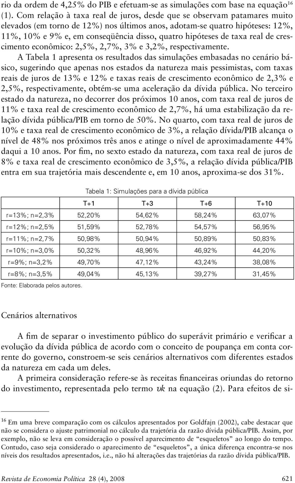 axa real de crescimeno econômico: 2,5%, 2,7%, 3% e 3,2%, respecivamene.