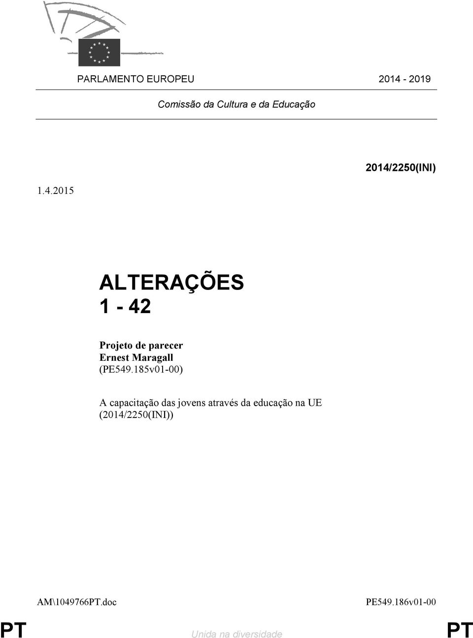 185v01-00) A capacitação das jovens através da educação na UE