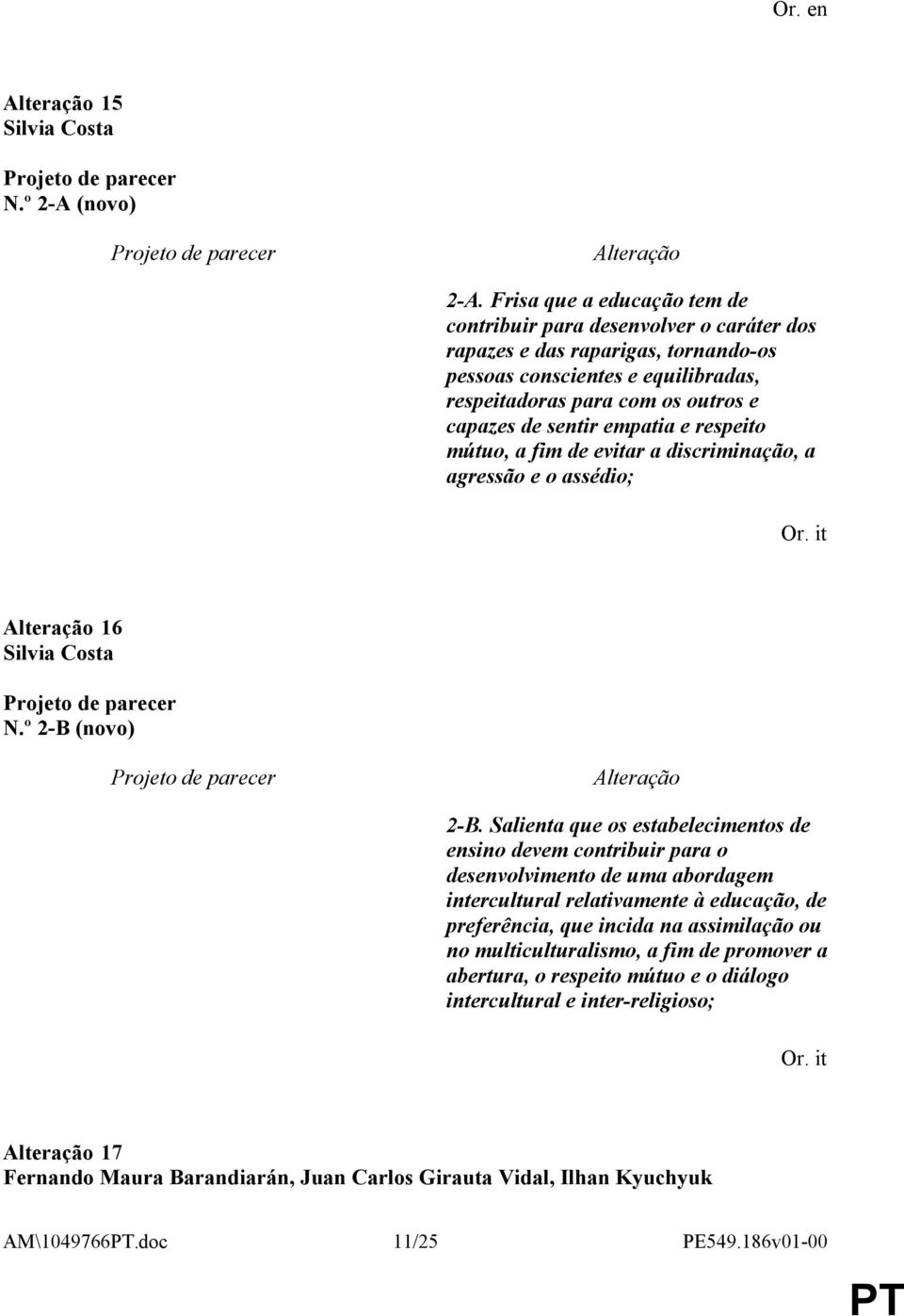 sentir empatia e respeito mútuo, a fim de evitar a discriminação, a agressão e o assédio; Or. it 16 Silvia Costa N.º 2-B (novo) 2-B.