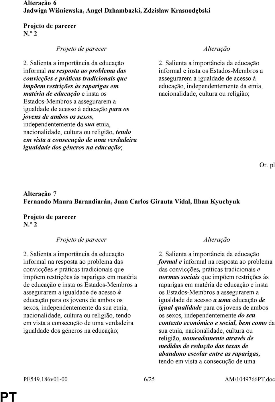 assegurarem a igualdade de acesso à educação para os jovens de ambos os sexos, independentemente da sua etnia, nacionalidade, cultura ou religião, tendo em vista a consecução de uma verdadeira