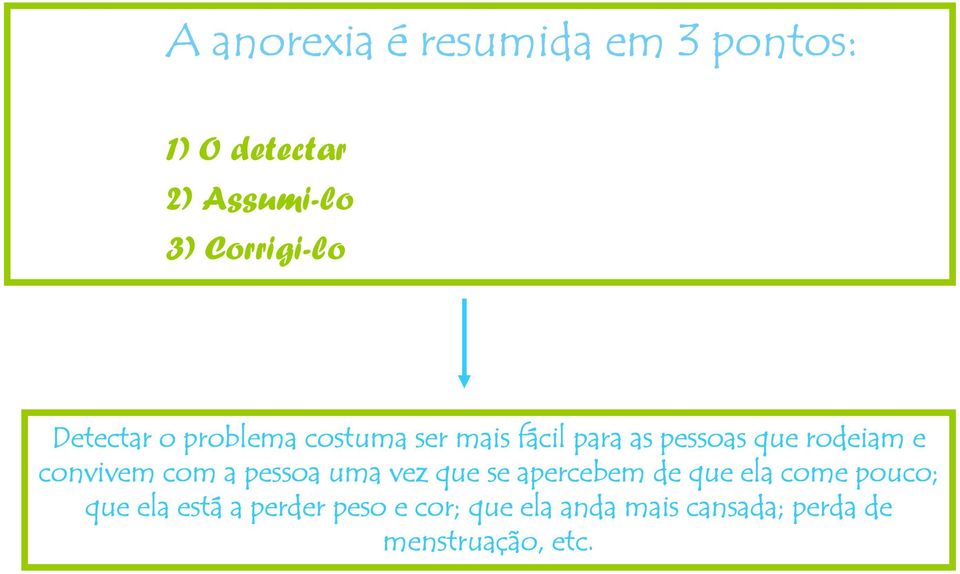 convivem com a pessoa uma vez que se apercebem de que ela come pouco; que