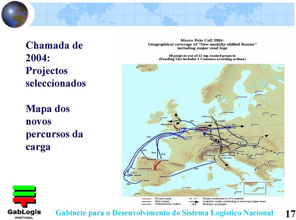 percursos da carga Gabinete para o