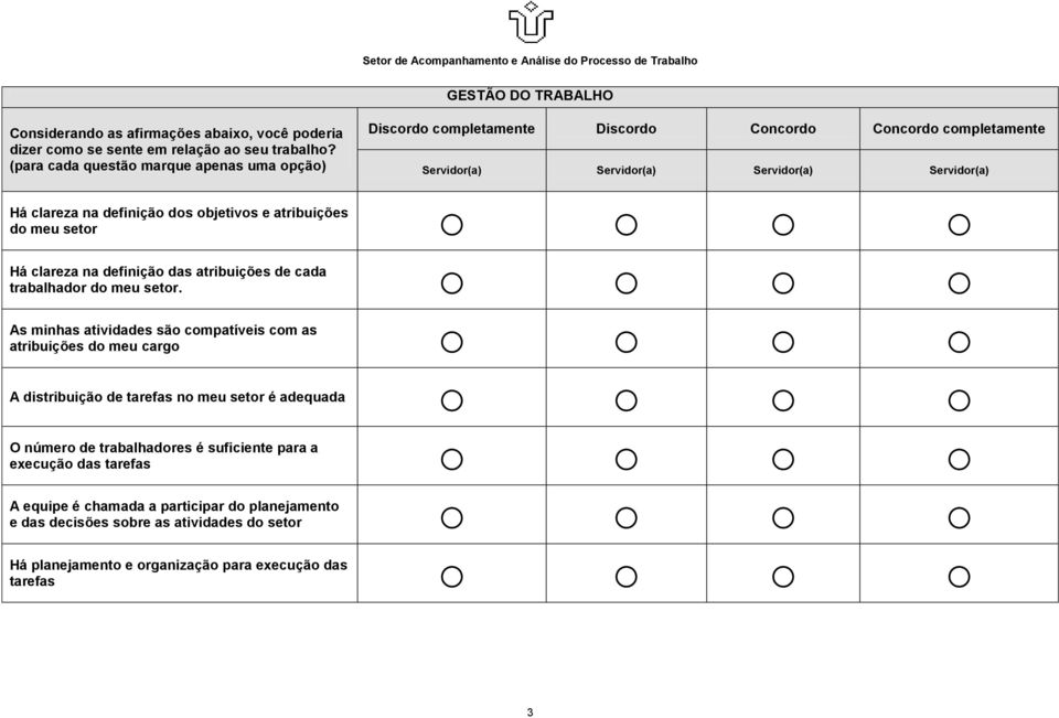 objetivos e atribuições do meu setor Há clareza na definição das atribuições de cada trabalhador do meu setor.