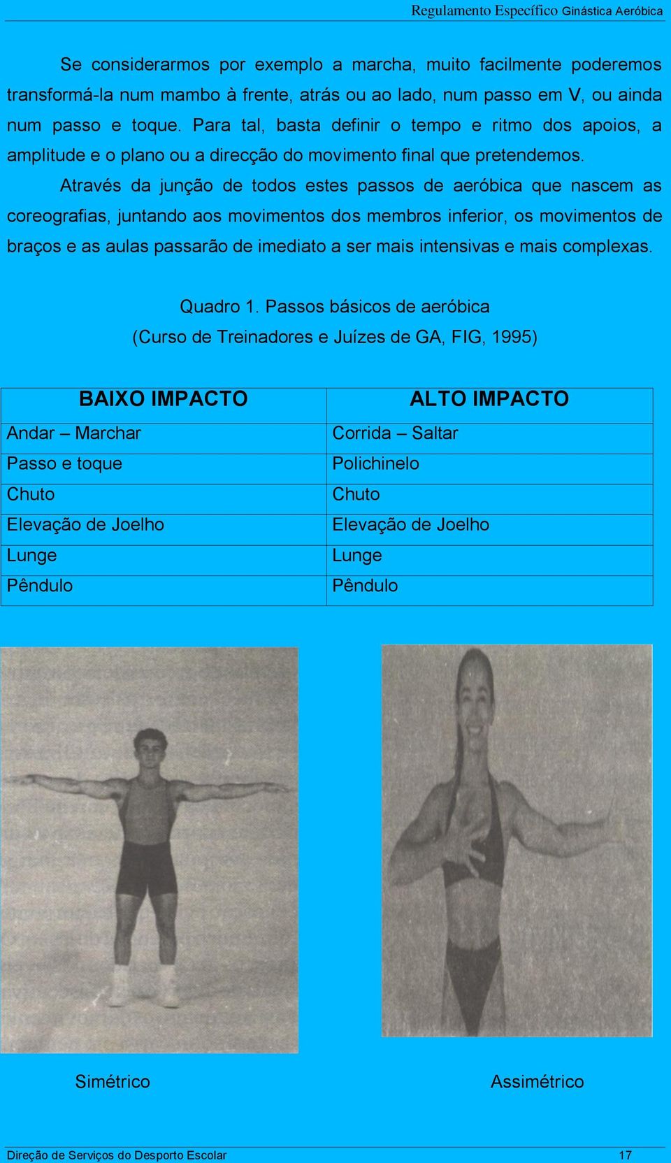 Através da junção de todos estes passos de aeróbica que nascem as coreografias, juntando aos movimentos dos membros inferior, os movimentos de braços e as aulas passarão de imediato a ser mais