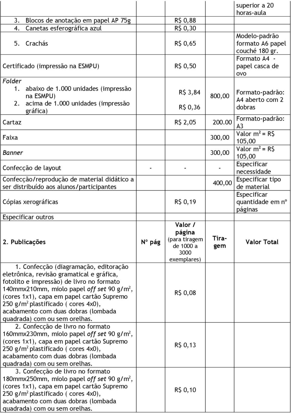 Formato A4 - papel casca de ovo Formato-padrão: A4 aberto com 2 dobras Cartaz R$ 2,05 200.