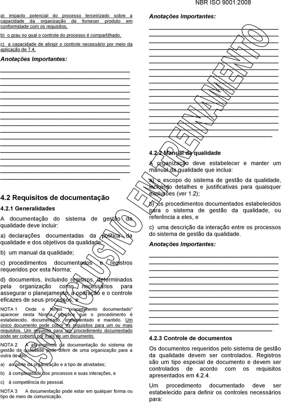 Requisitos de documentação 4.2.