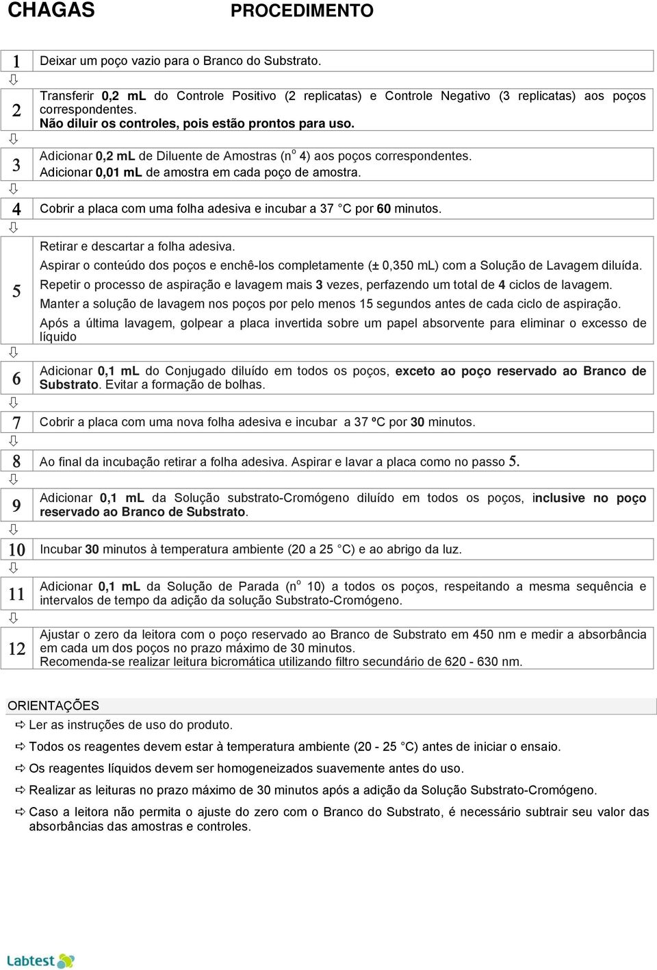 4 Cobrir a placa com uma folha adesiva e incubar a 37 C por 60 minutos. Retirar e descartar a folha adesiva.