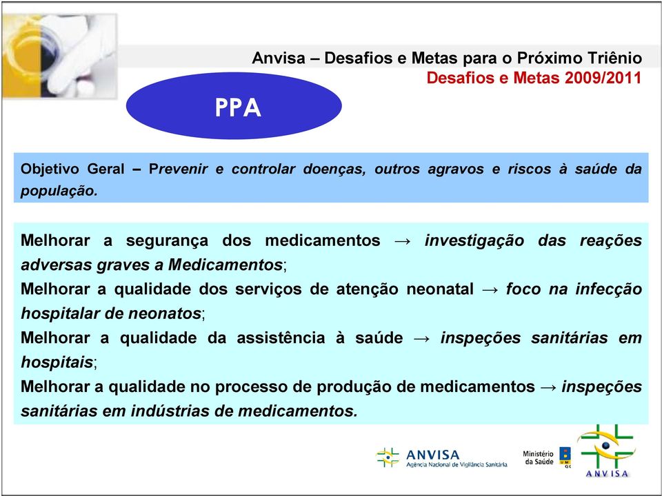 Melhorar a segurança dos medicamentos investigação das reações adversas graves a Medicamentos; Melhorar a qualidade dos serviços de