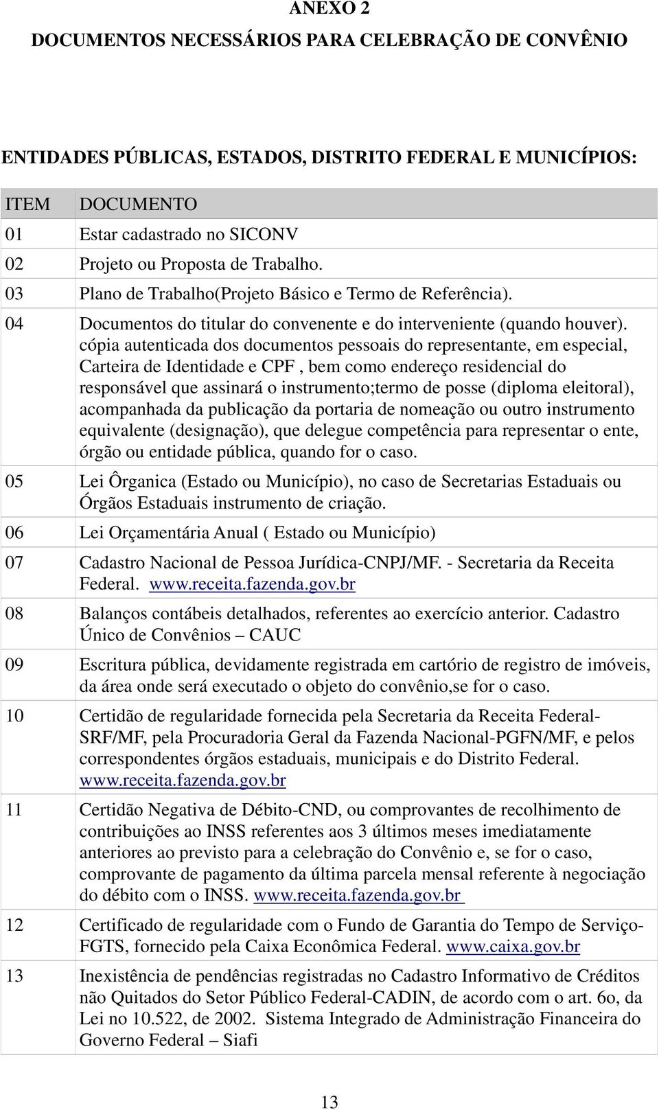 cópia autenticada dos documentos pessoais do representante, em especial, Carteira de Identidade e CPF, bem como endereço residencial do responsável que assinará o instrumento;termo de posse (diploma